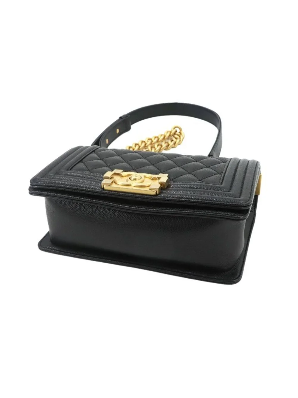 Chanel Boy Small Chain Shoulder Bag Caviar Leather Black